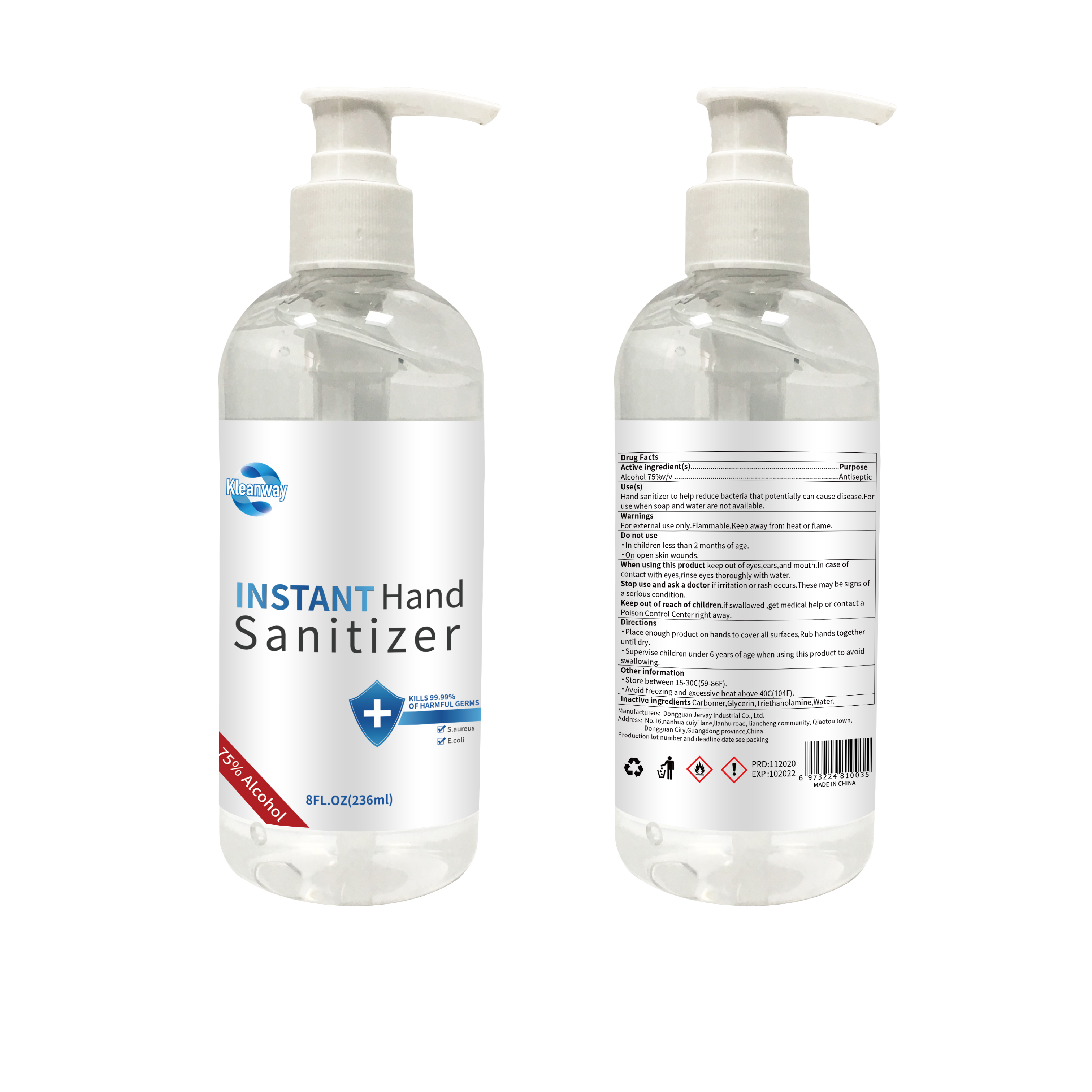 75%alcohol Hand Sanitizer Gel with Glycerin for Office